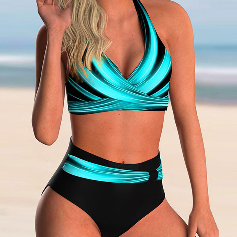 Gabrielle - Ensemble de Bikini avec Décolleté Croisé et Imprimé
