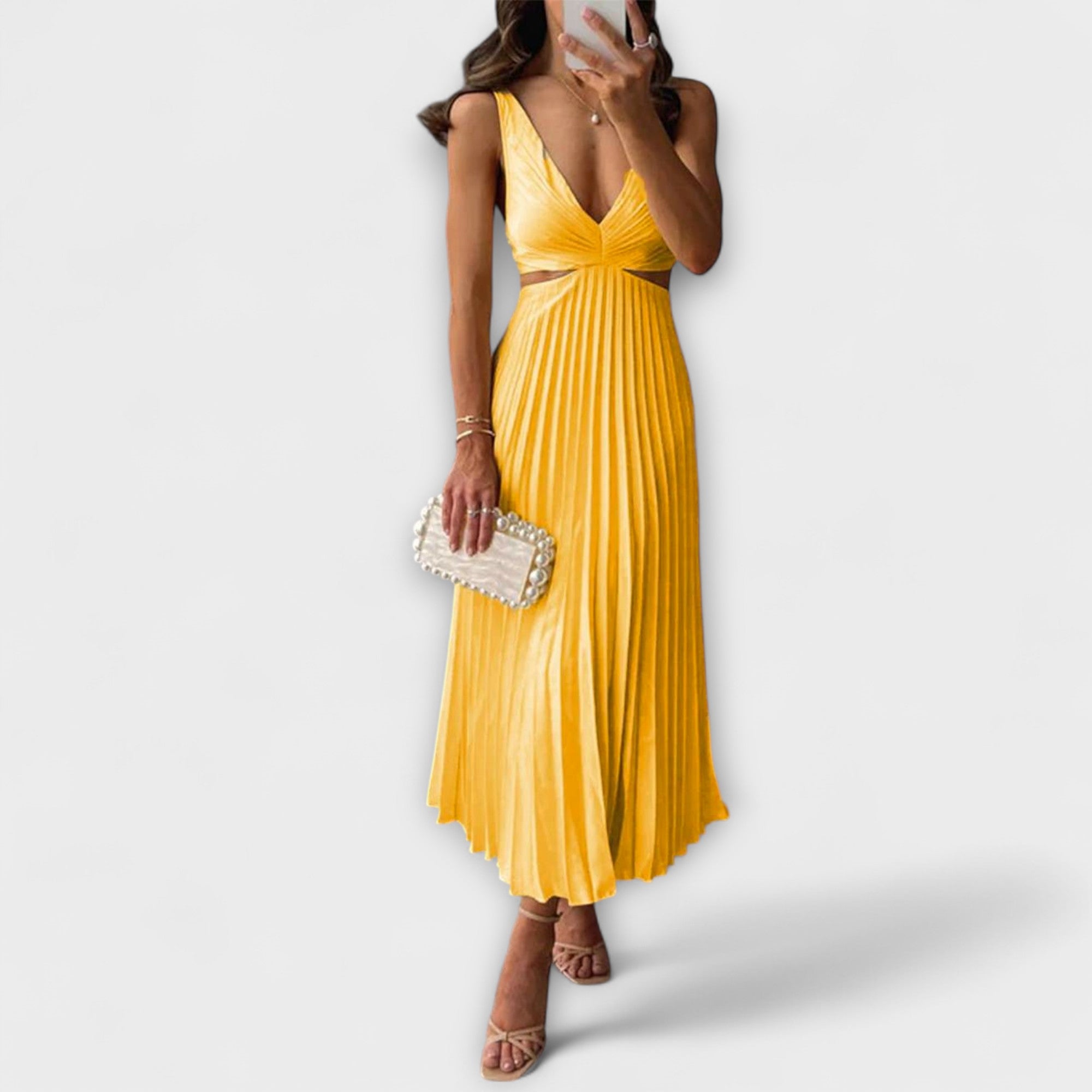 Amélie - Robe de soirée midi élégante avec plis