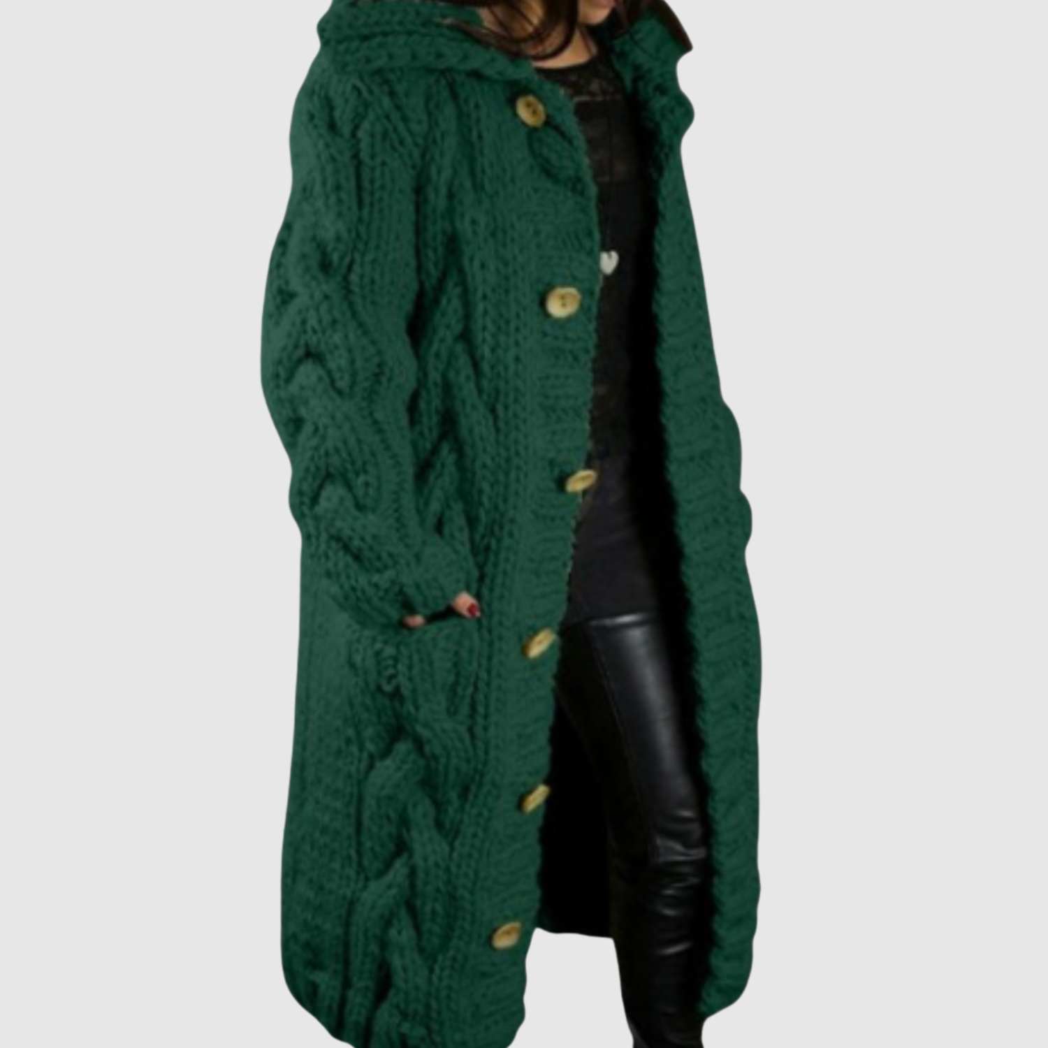 Jelena - Manteau long en tricot avec un relief moderne