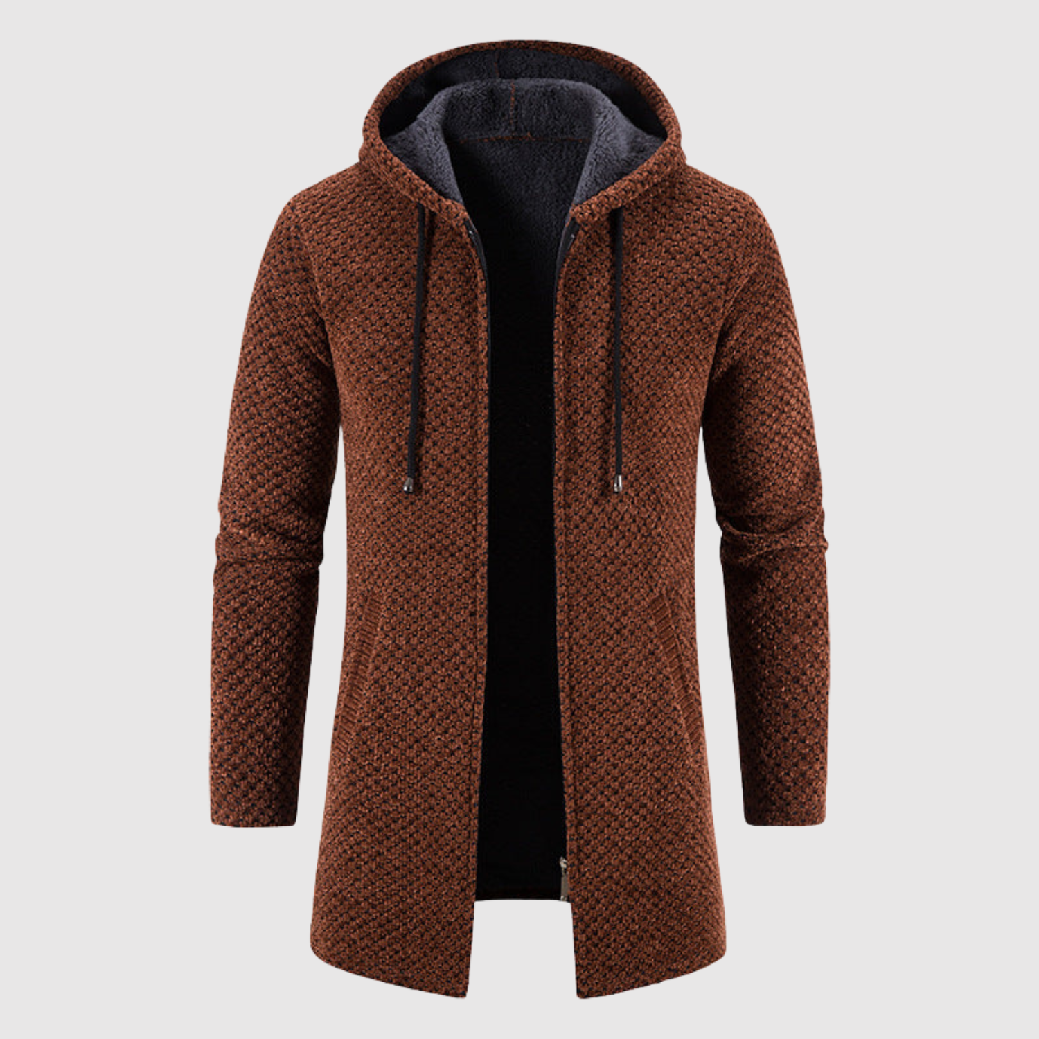 Marek - Pull long en tricot avec capuche