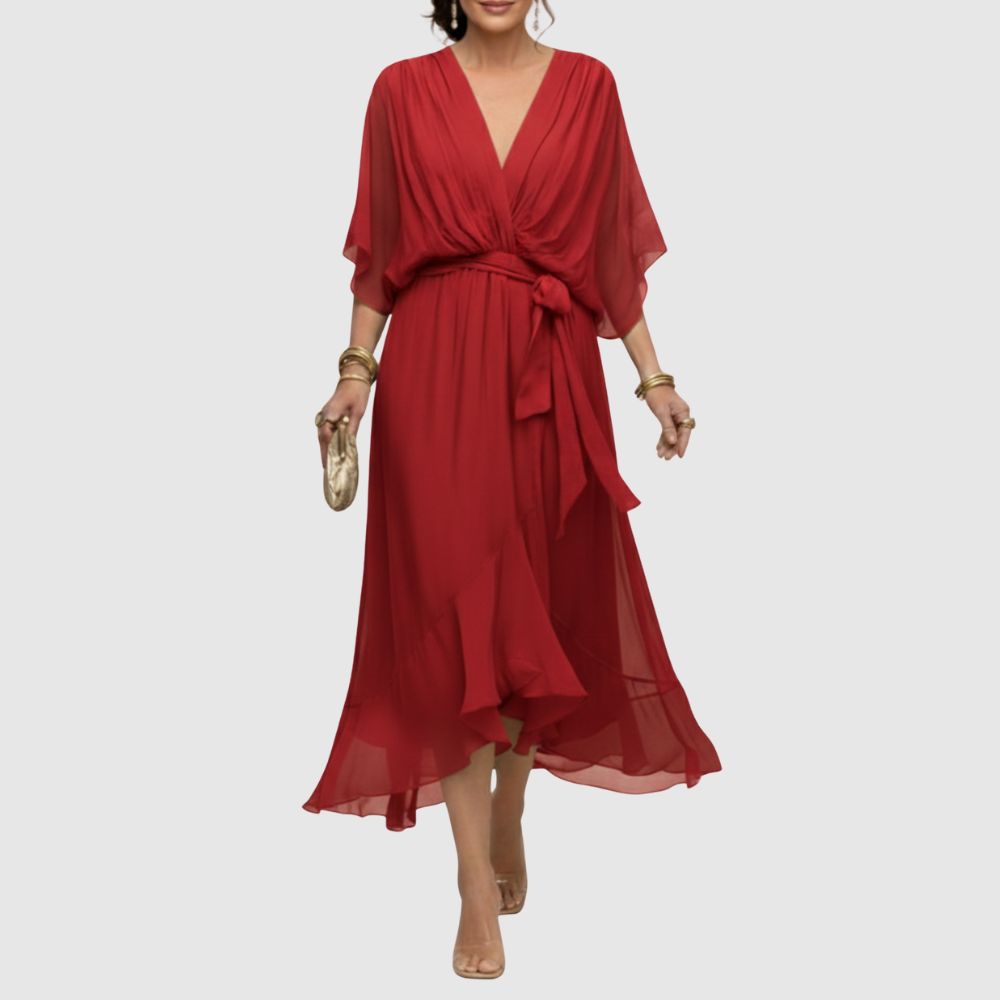 Zoé - Robe portefeuille midi légère