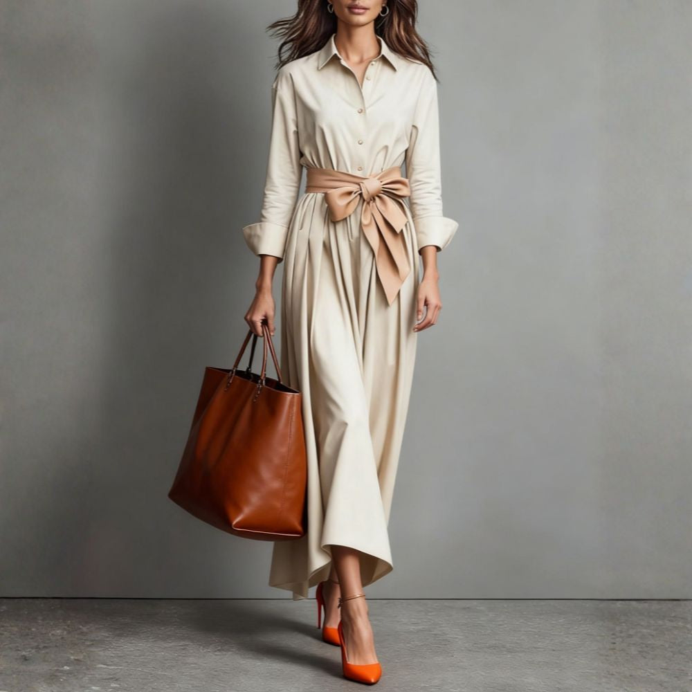 Natalie- Robe chemise élégante avec ceinture à la taille