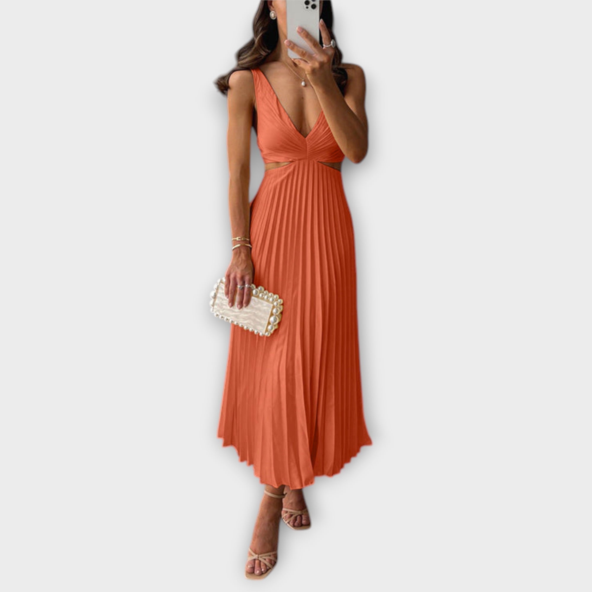Amélie - Robe de soirée midi élégante avec plis