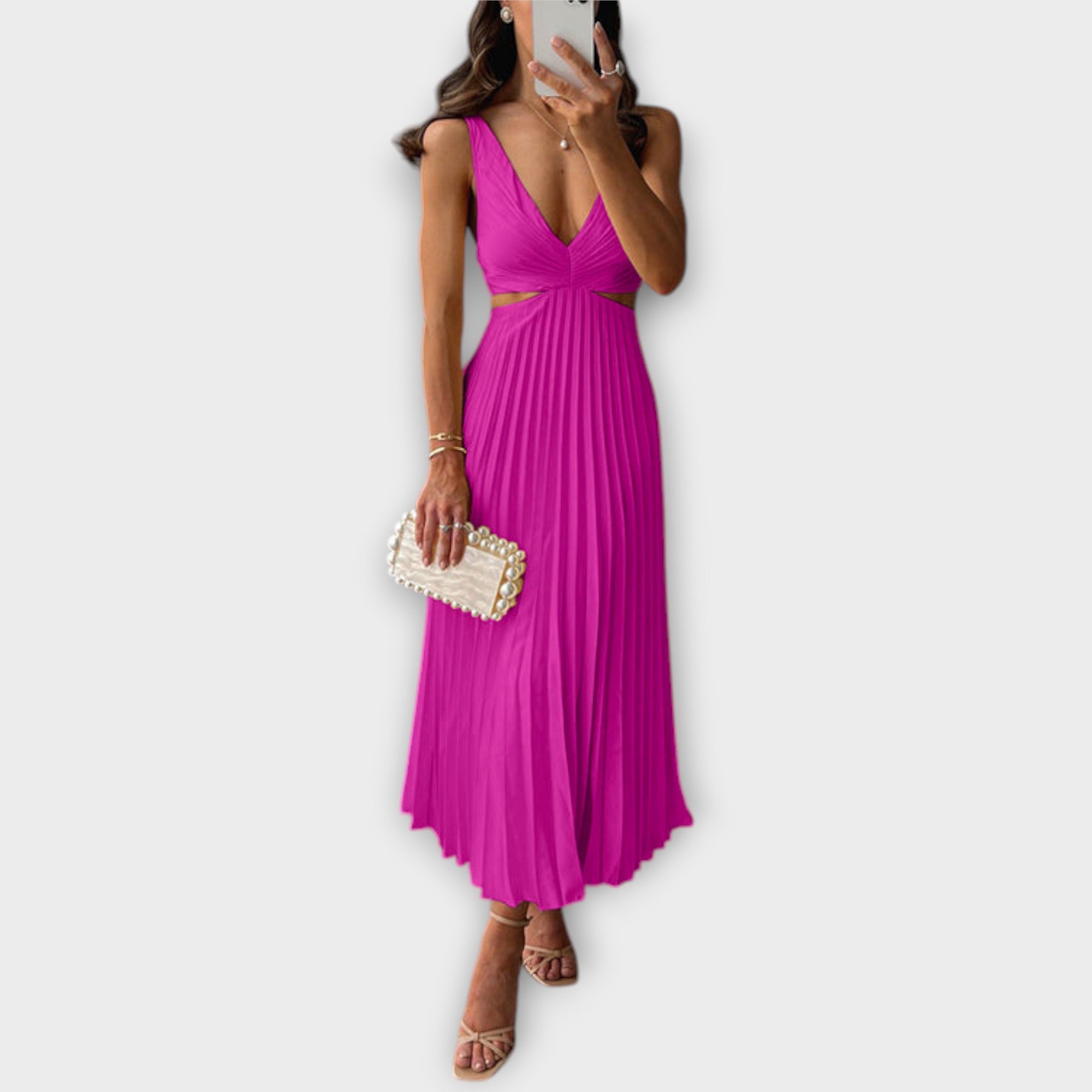 Amélie - Robe de soirée midi élégante avec plis