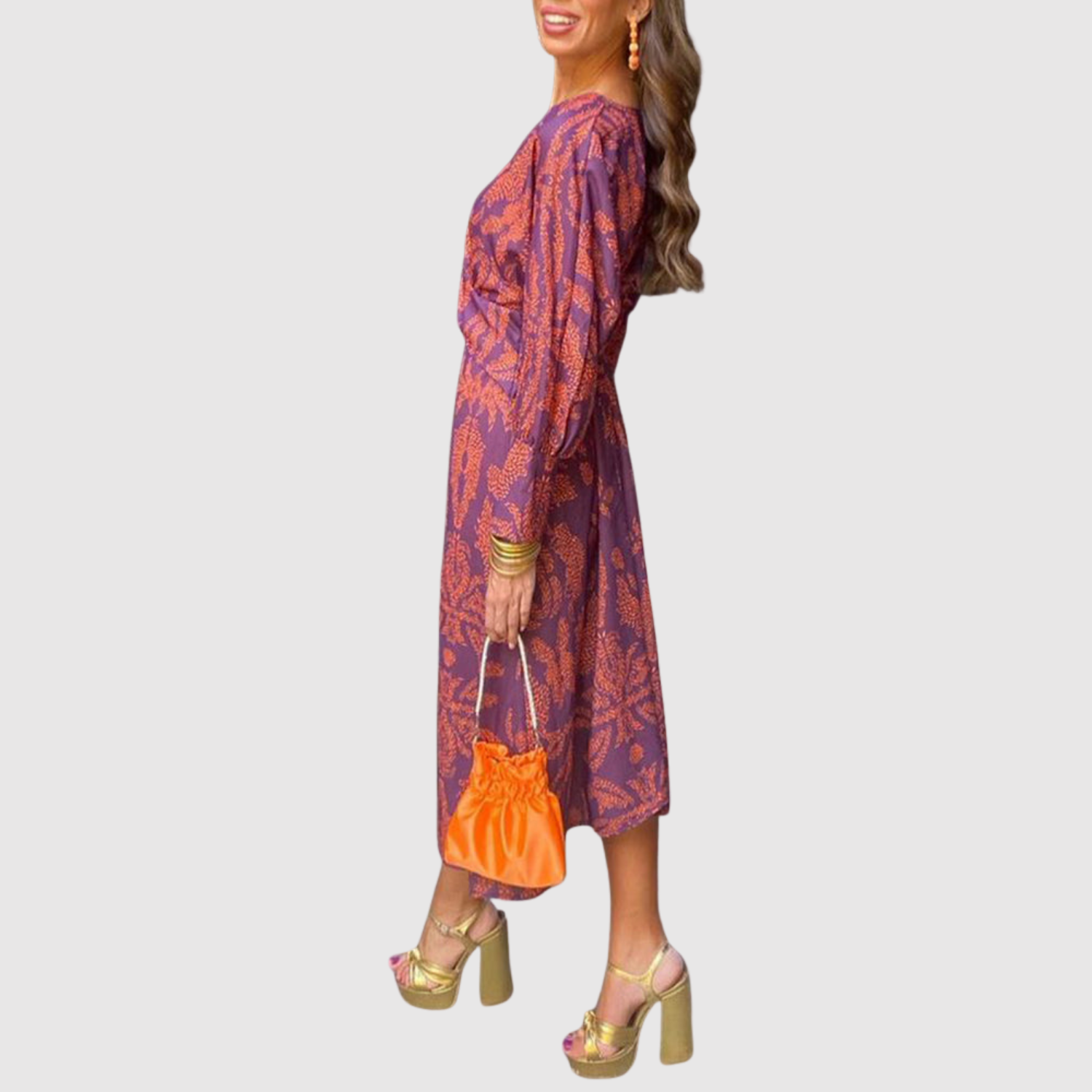 Léna – Robe boho longue avec motif