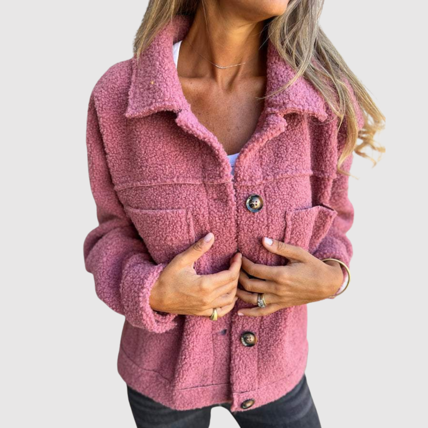 Elena - Veste teddy pour femmes avec poches et boutons