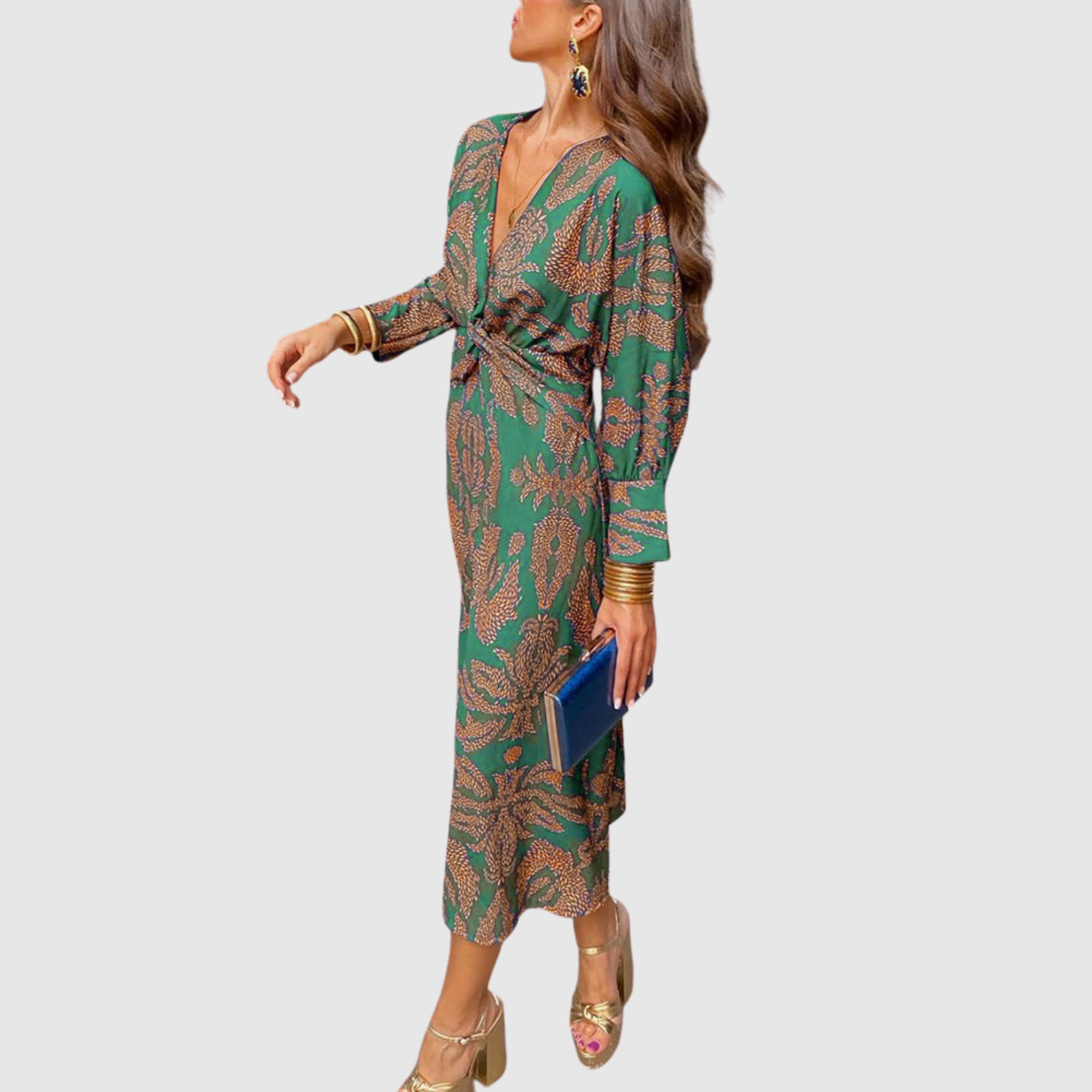 Léna – Robe boho longue avec motif