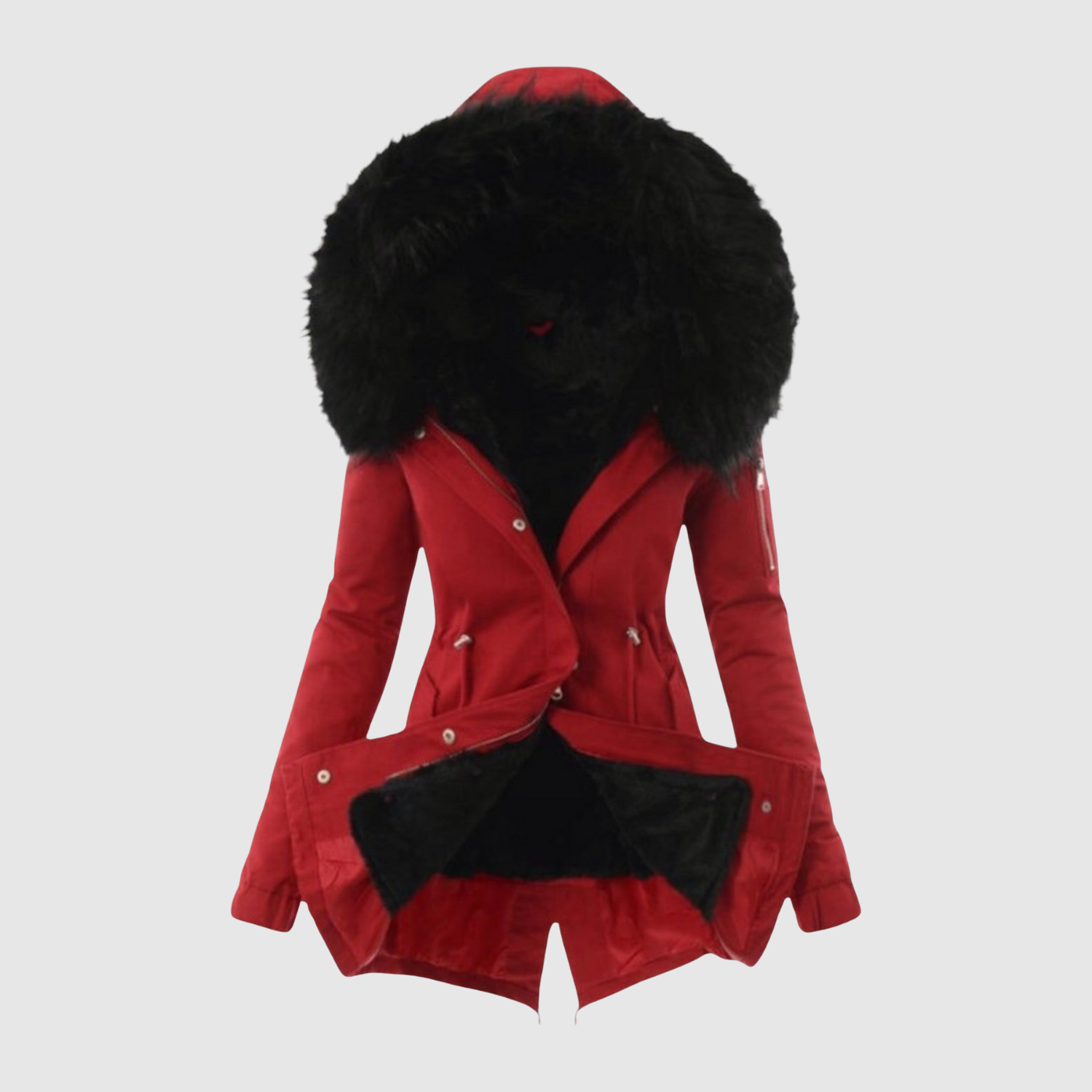 Jelena – Veste asymétrique en simili cuir avec coutures en bandes