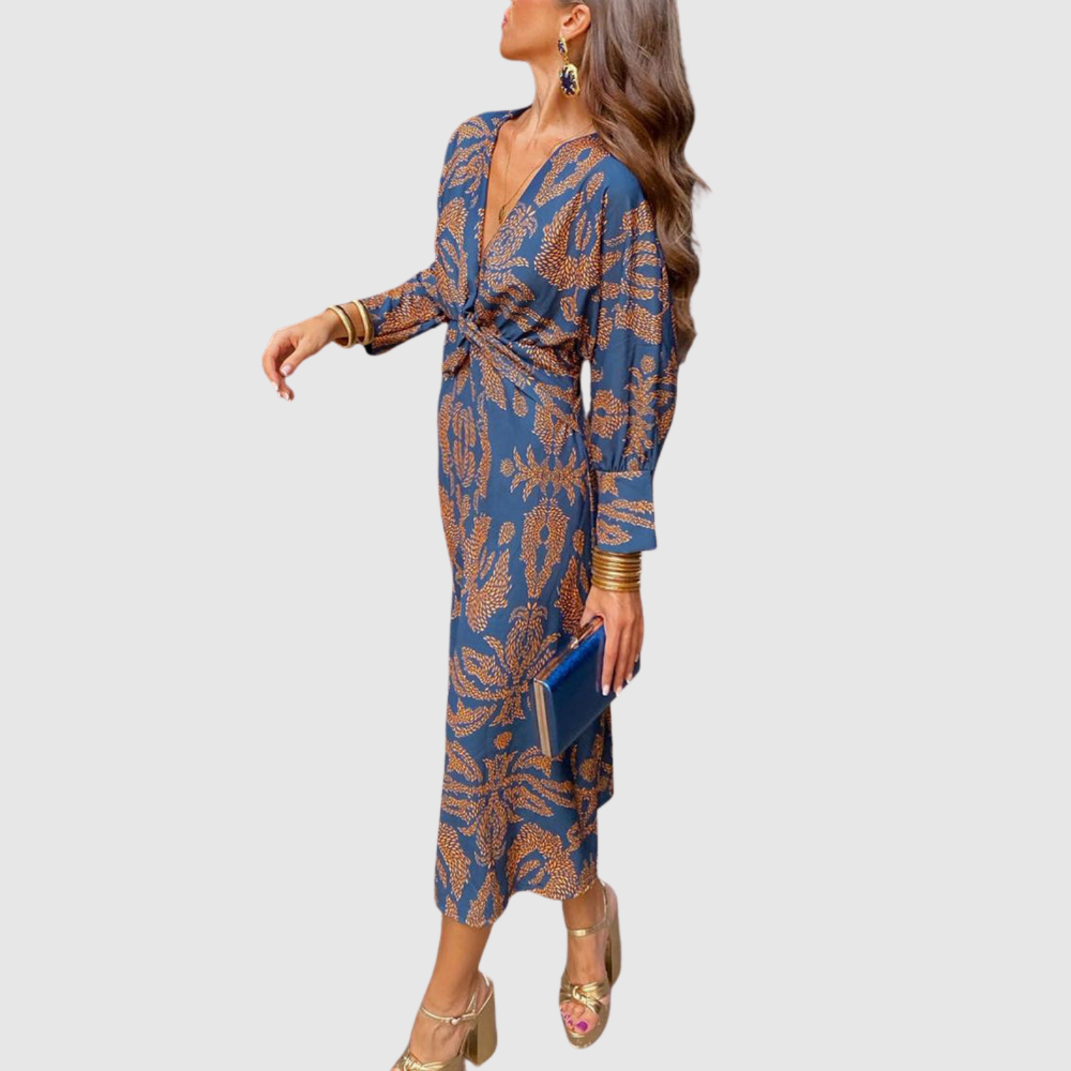 Léna – Robe boho longue avec motif