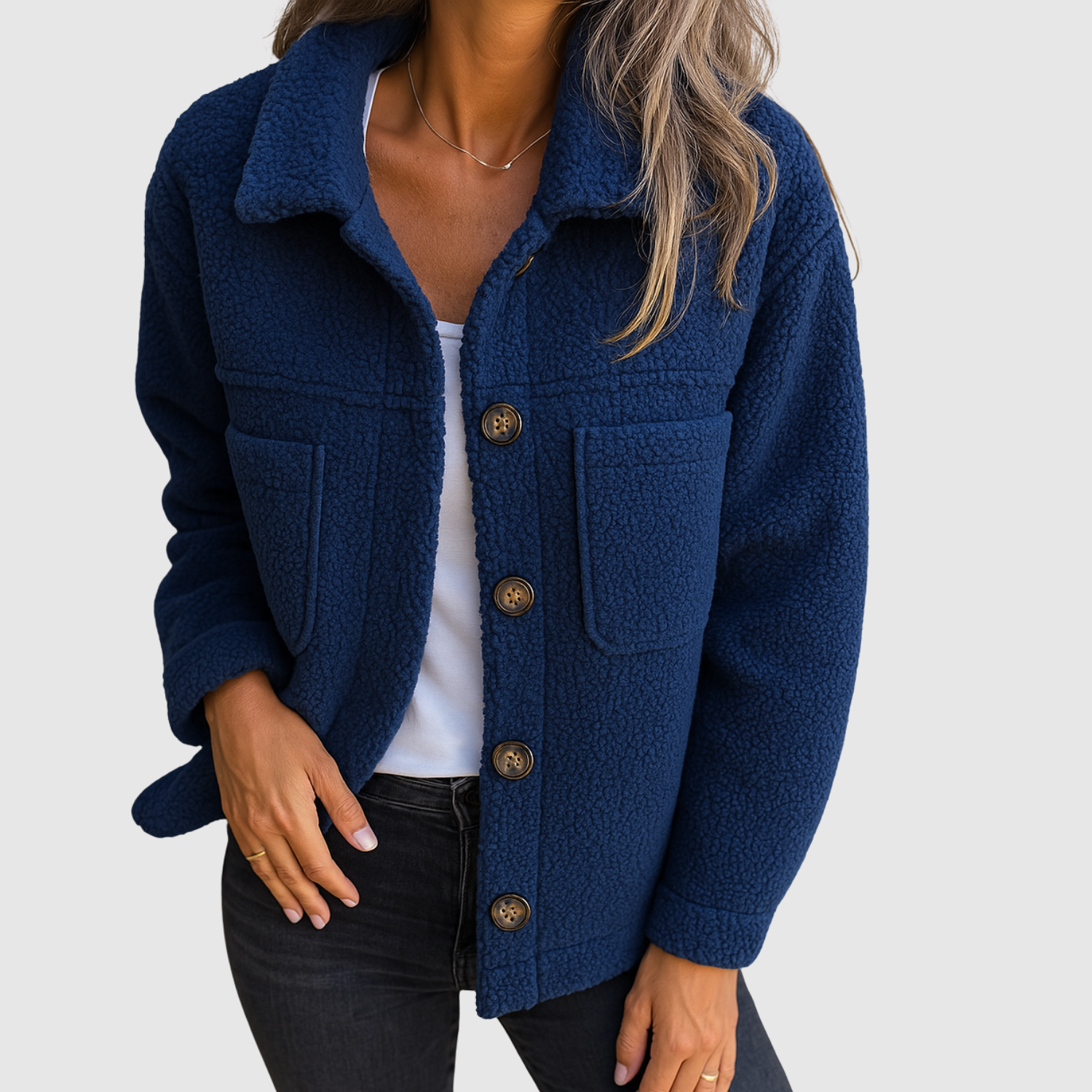 Elena - Veste teddy pour femmes avec poches et boutons
