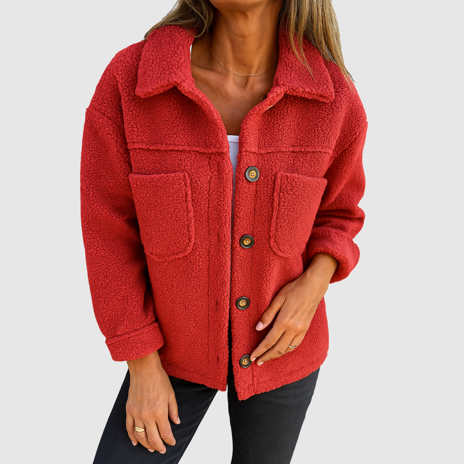 Elena - Veste teddy pour femmes avec poches et boutons