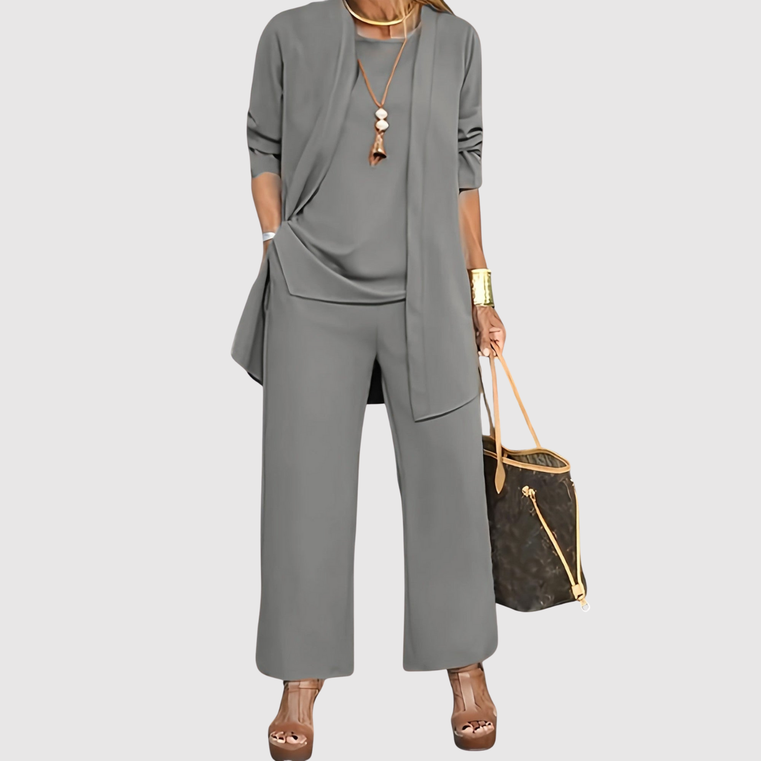 Inès – Ensemble à manches courtes et pantalon droit