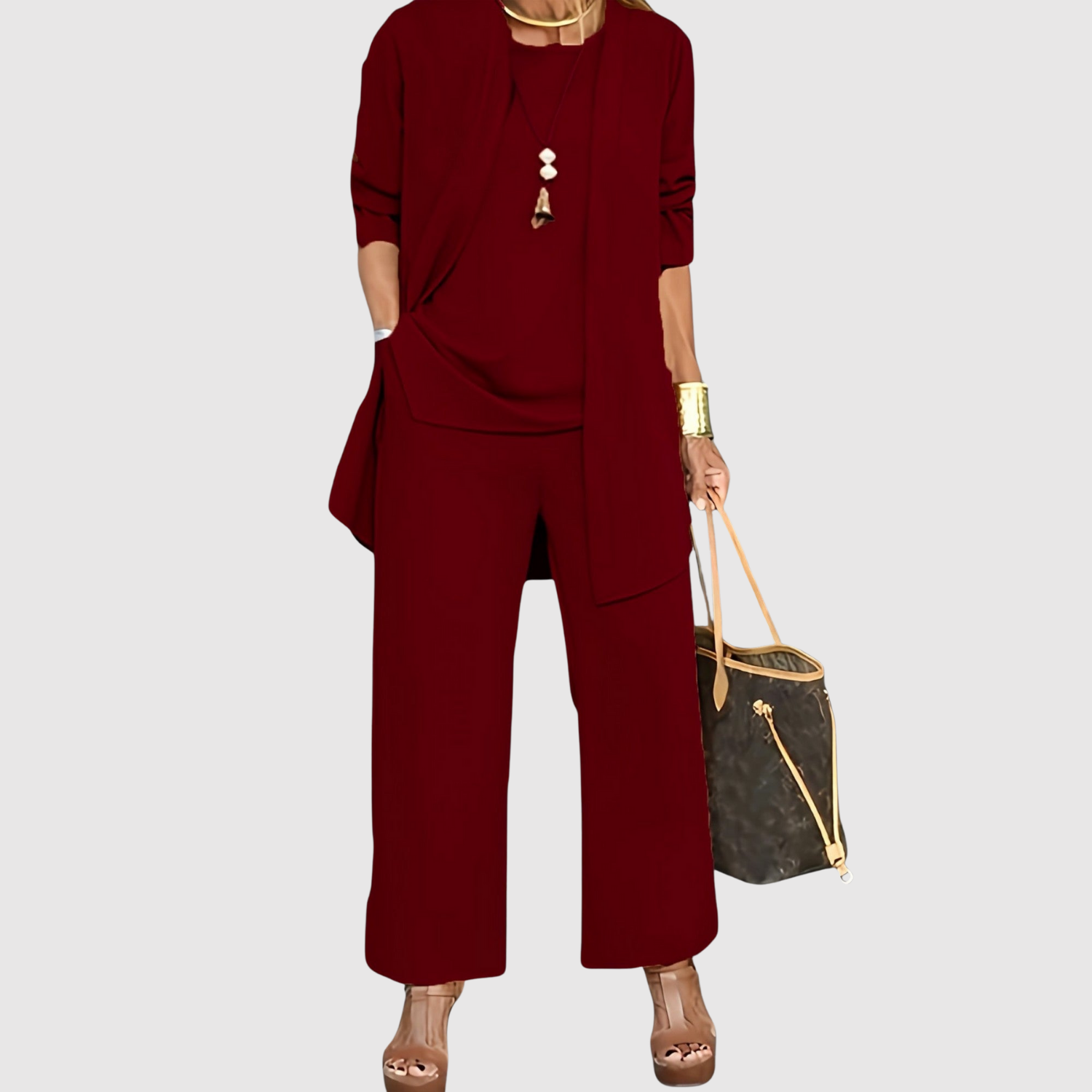 Inès – Ensemble à manches courtes et pantalon droit