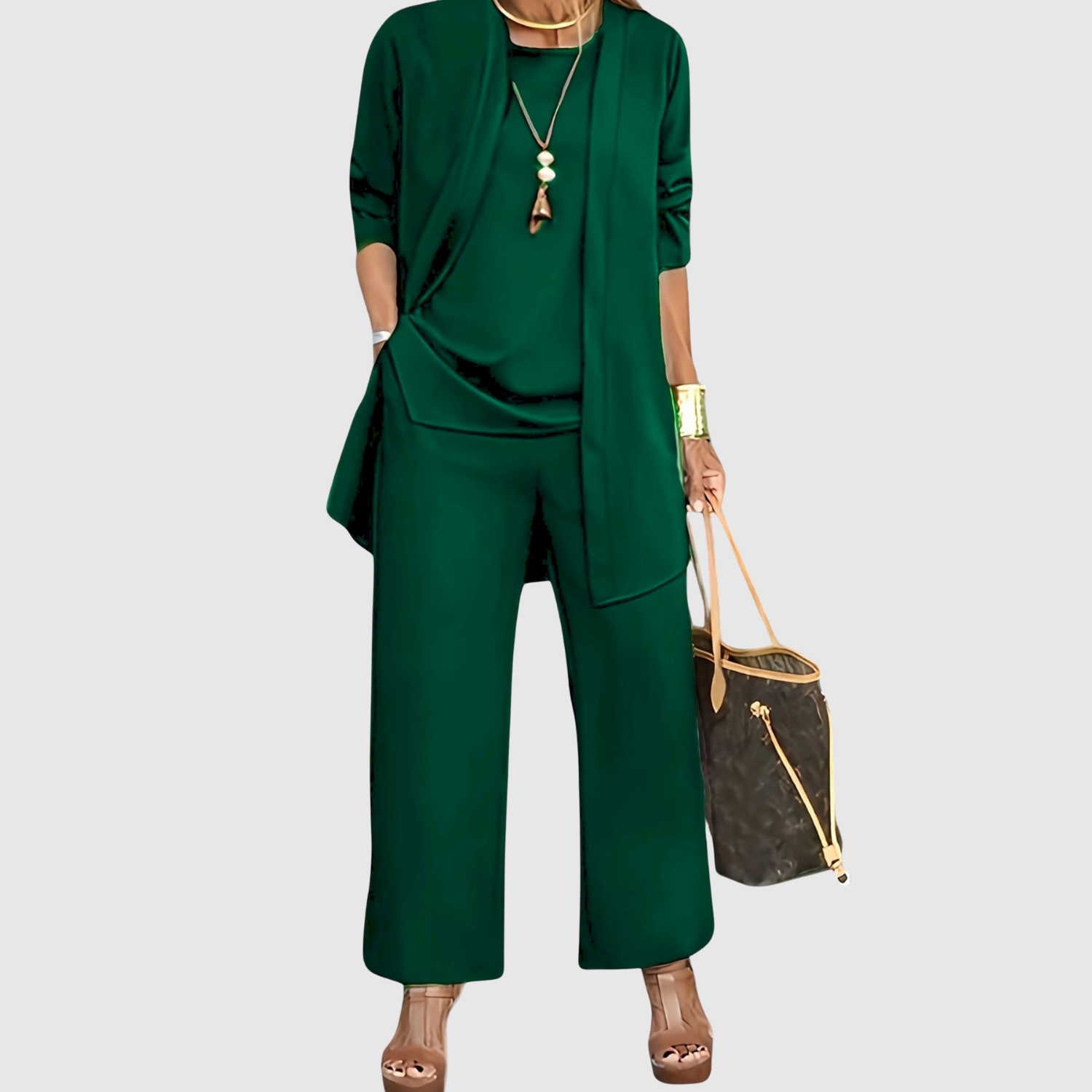 Inès – Ensemble à manches courtes et pantalon droit