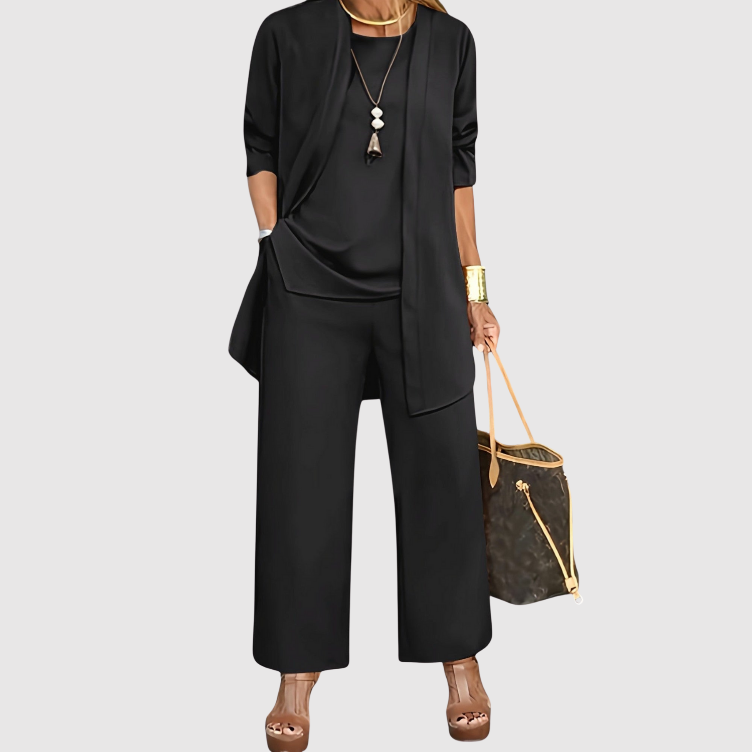 Inès – Ensemble à manches courtes et pantalon droit