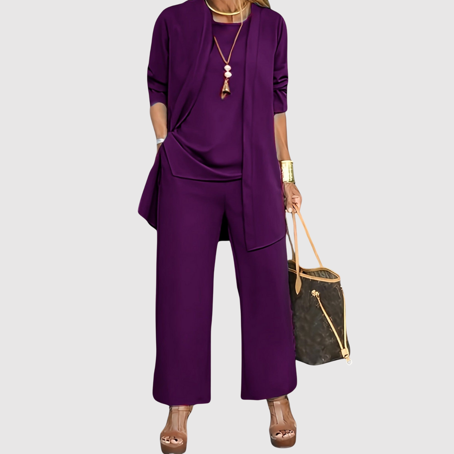 Inès – Ensemble à manches courtes et pantalon droit