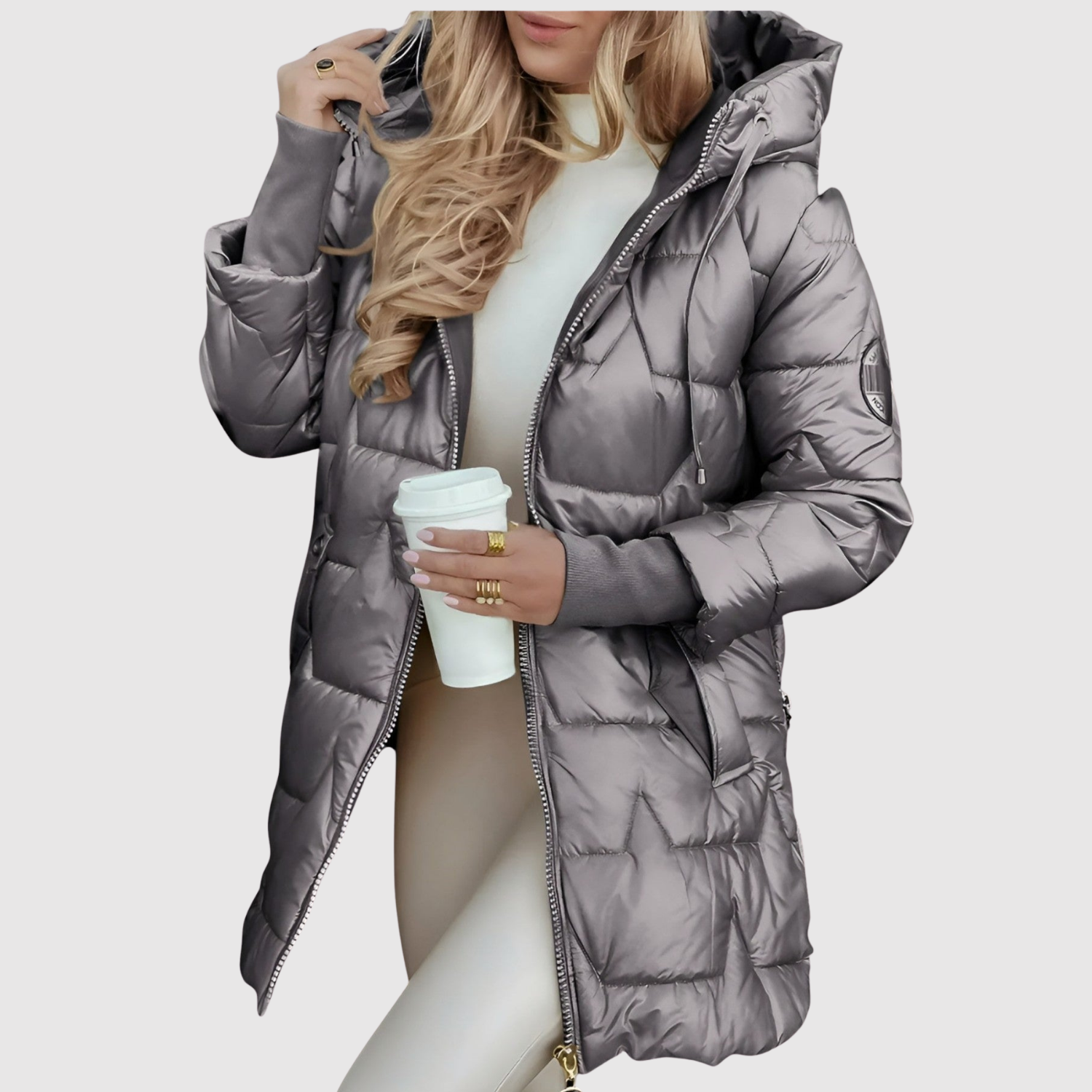 Jelena – Veste longue ajustée avec col en fourrure