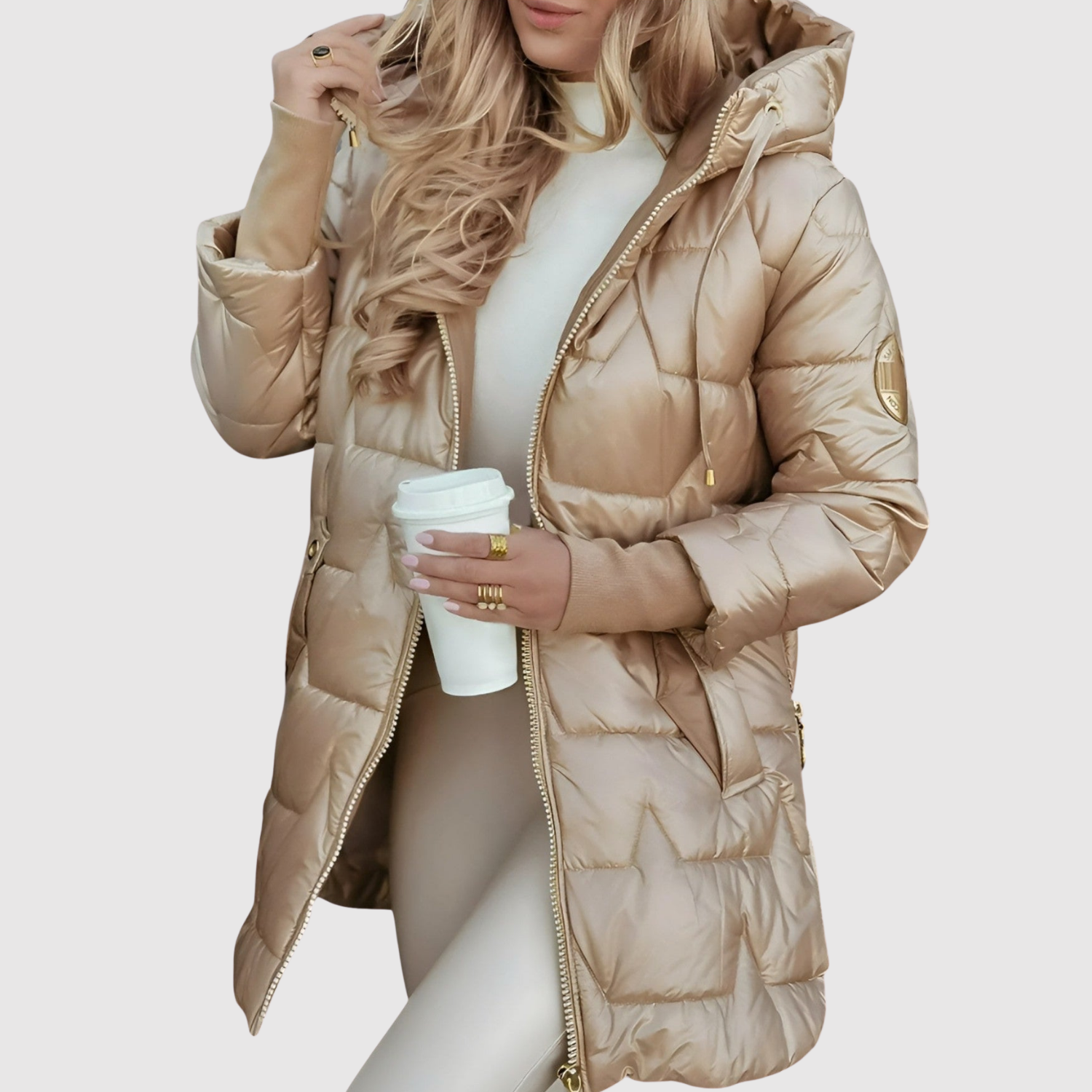 Jelena – Veste longue ajustée avec col en fourrure