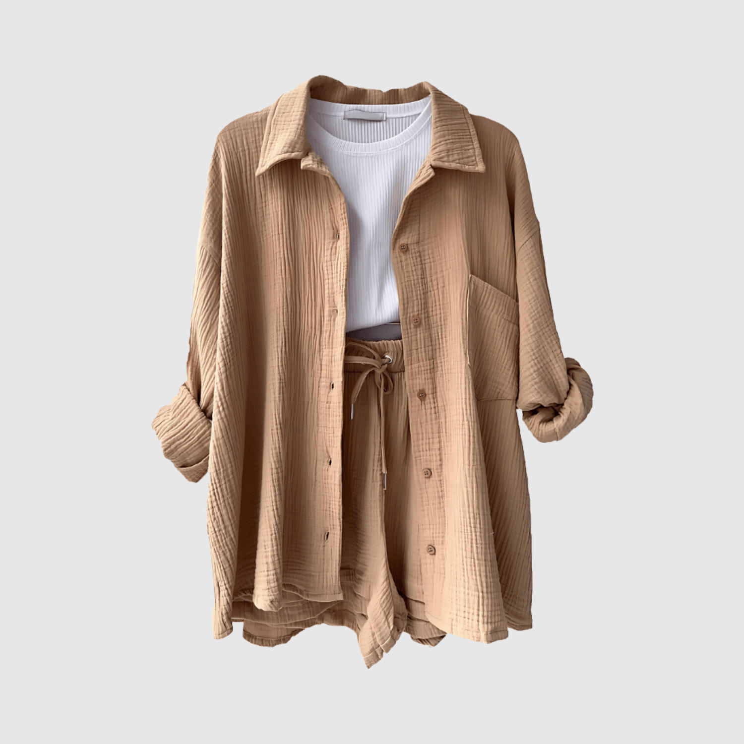Inès – Ensemble d'été stylé avec chemise et short