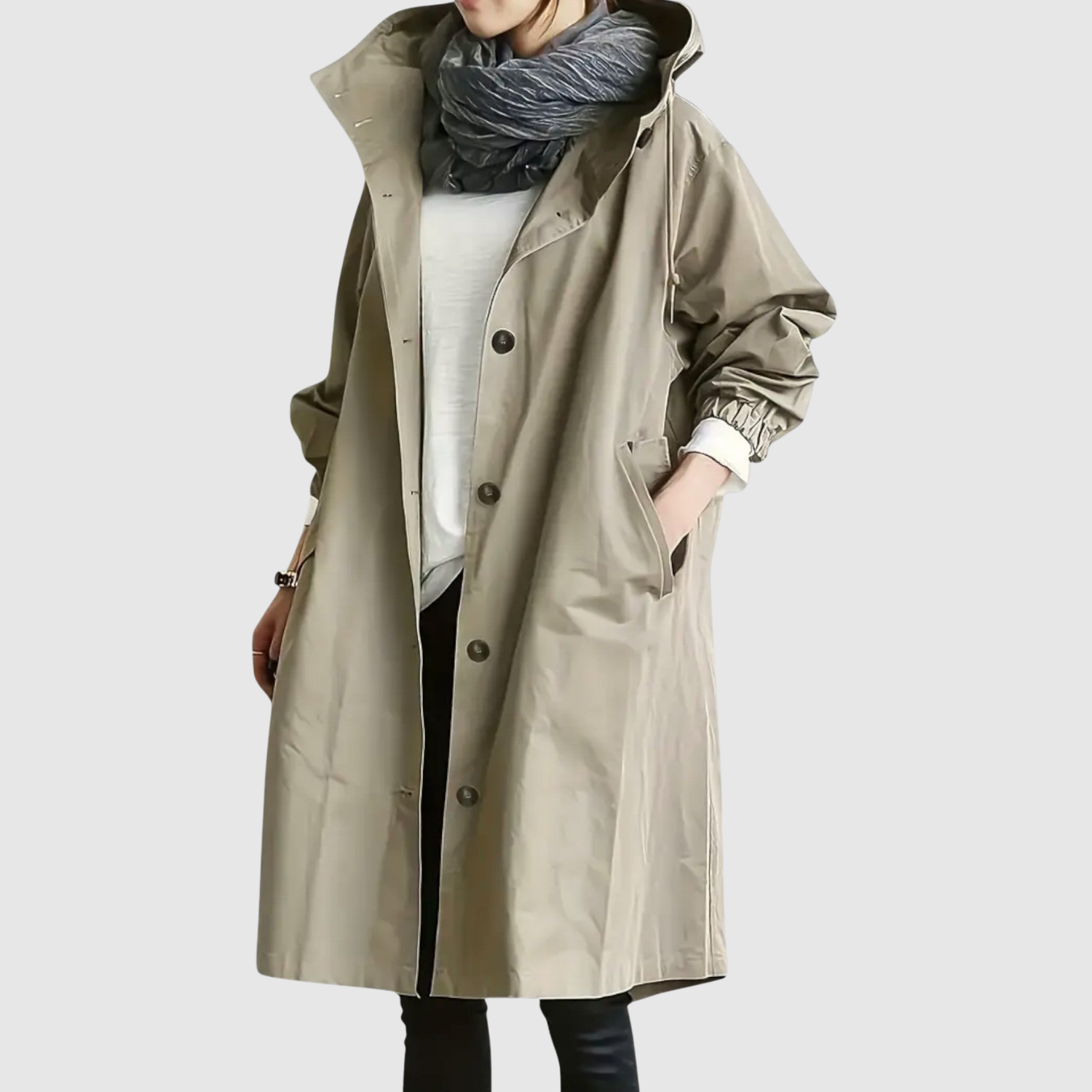 Jelena – Long manteau léger avec capuche