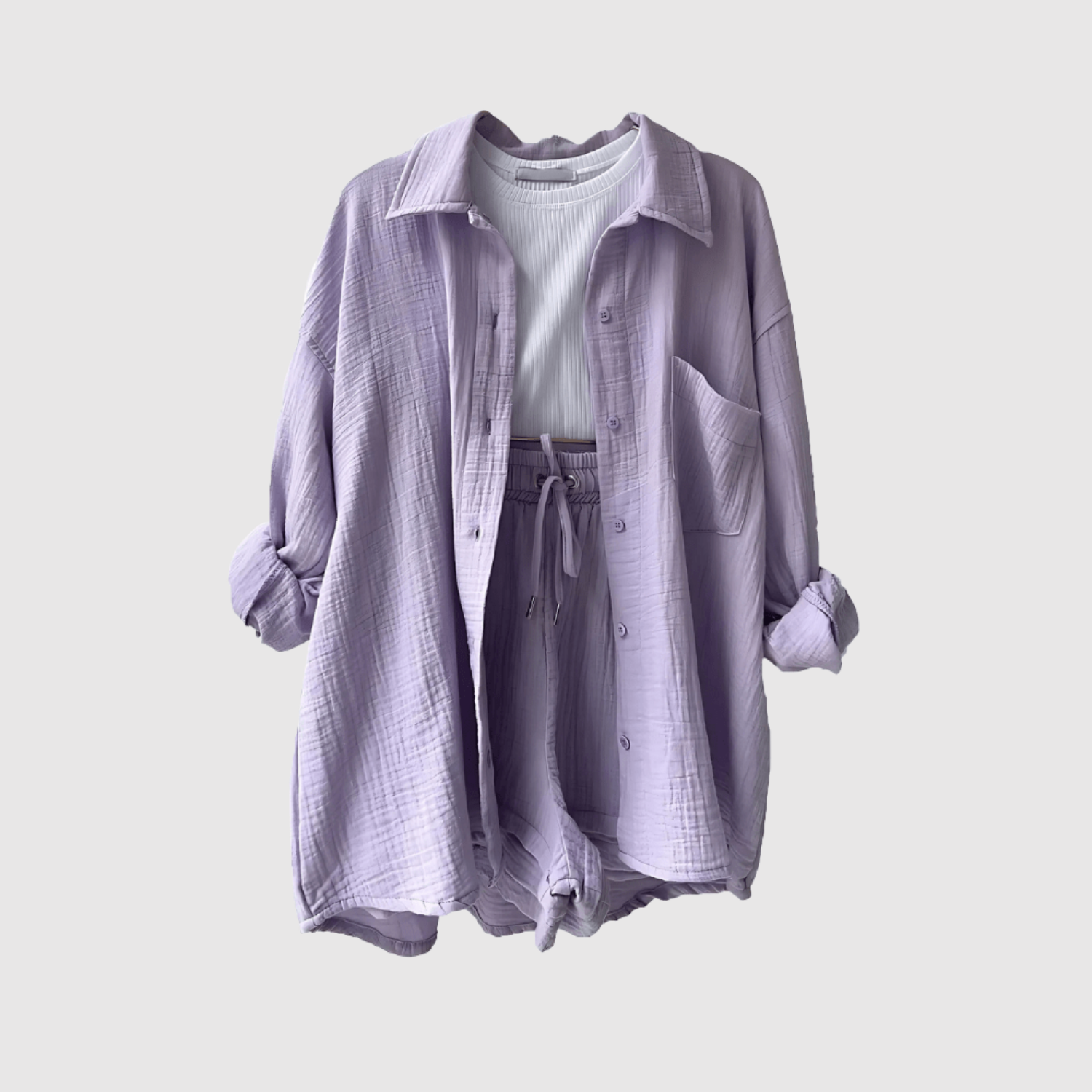 Inès – Ensemble d'été stylé avec chemise et short