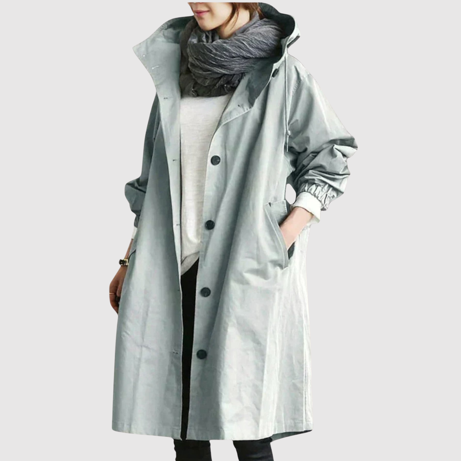 Jelena – Long manteau léger avec capuche