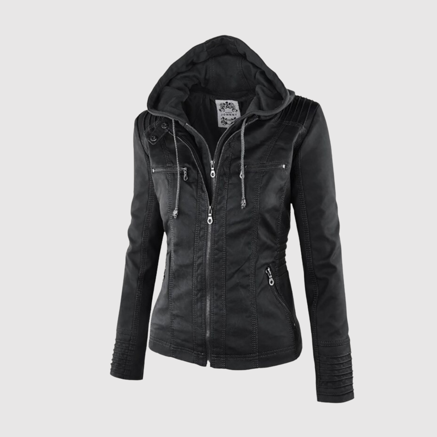 Jelena - Vestes pour femmes en simili cuir avec capuche et zips