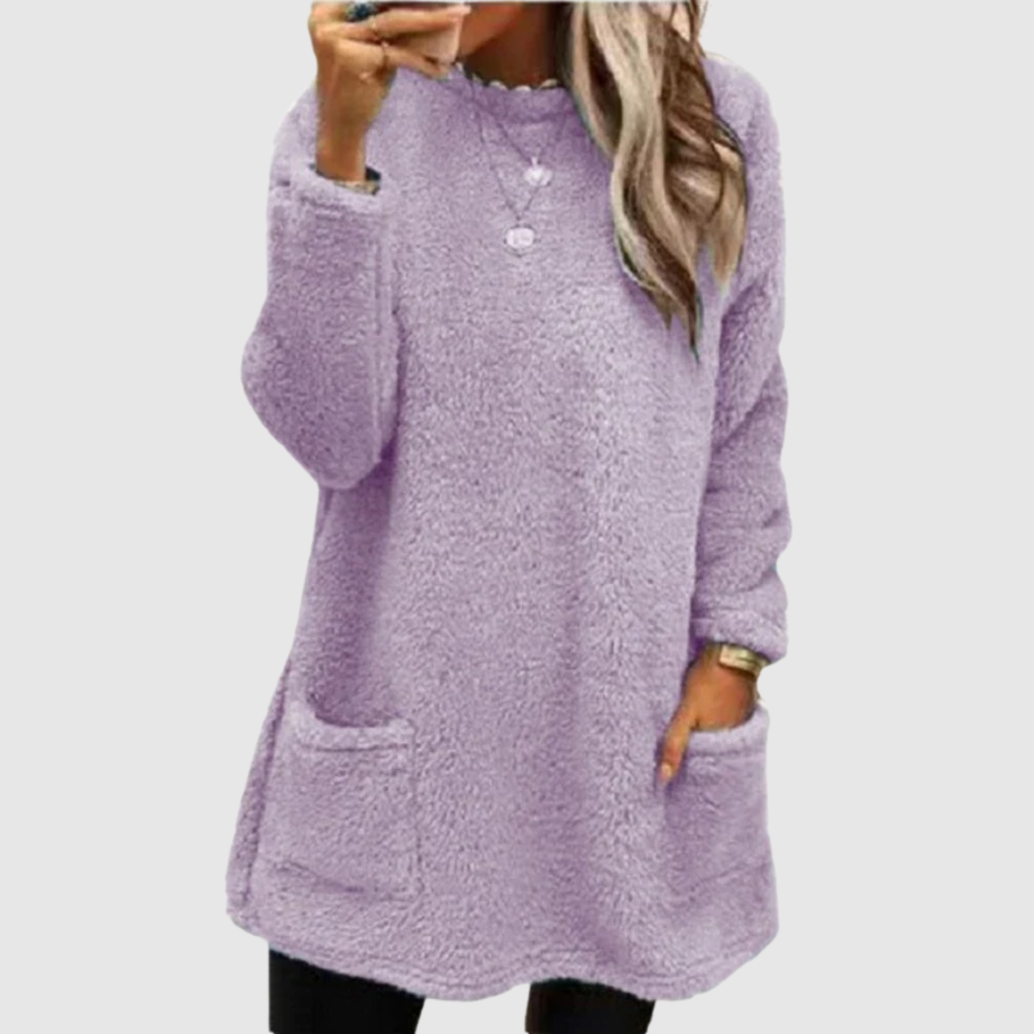 Nora – Sweat-shirt long en polaire douce
