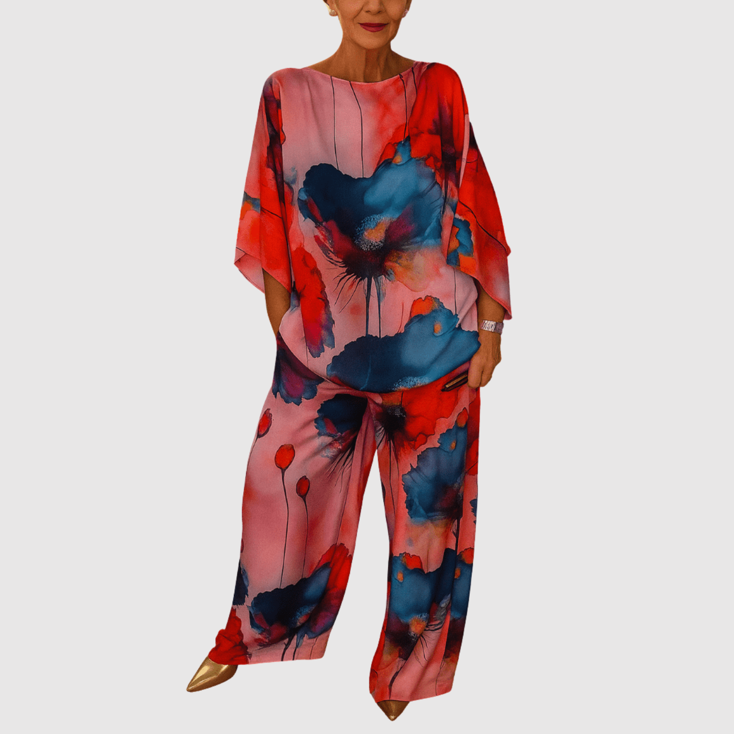 Inès – Ensemble avec des imprimés aquarelle satinés