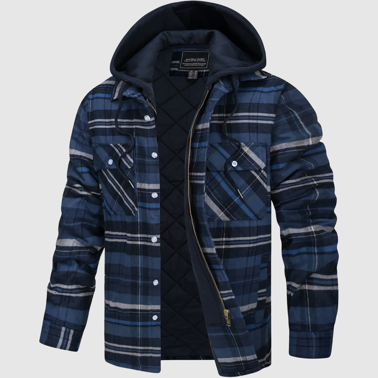 Šimon – Veste en laine à carreaux avec capuche