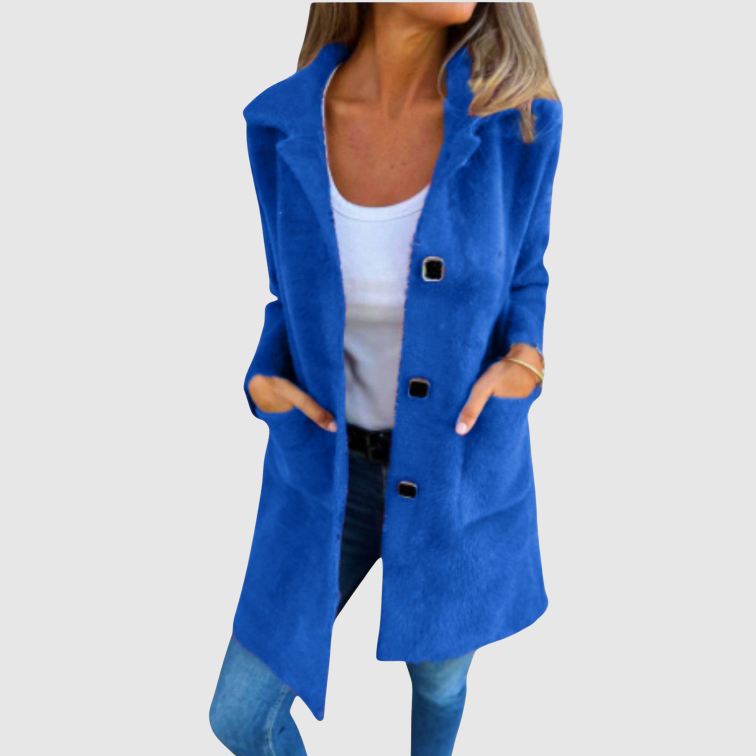 Jelena – Long manteau avec des boutons classiques