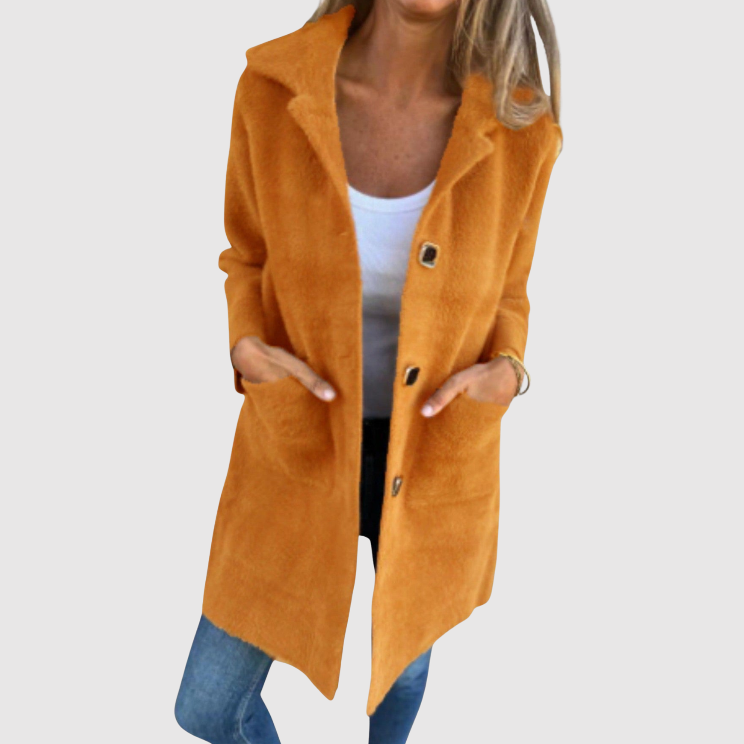 Jelena – Long manteau avec des boutons classiques