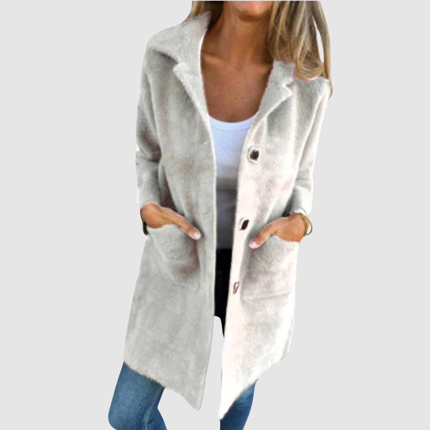 Jelena – Long manteau avec des boutons classiques