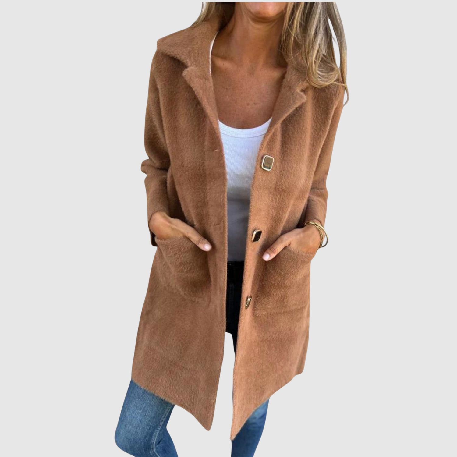 Jelena – Long manteau avec des boutons classiques