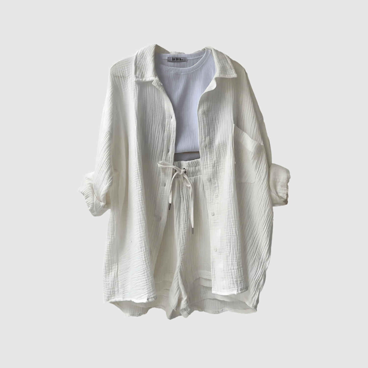 Inès – Ensemble d'été stylé avec chemise et short