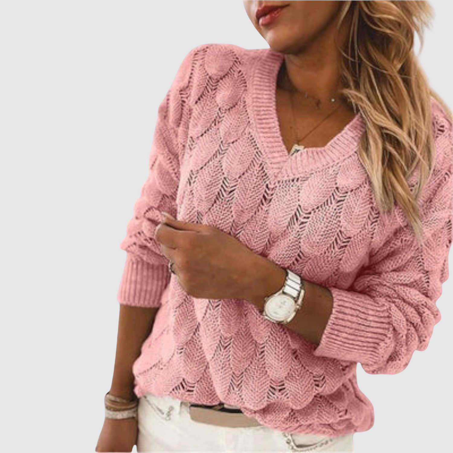 Nora – Pull avec motif tissé