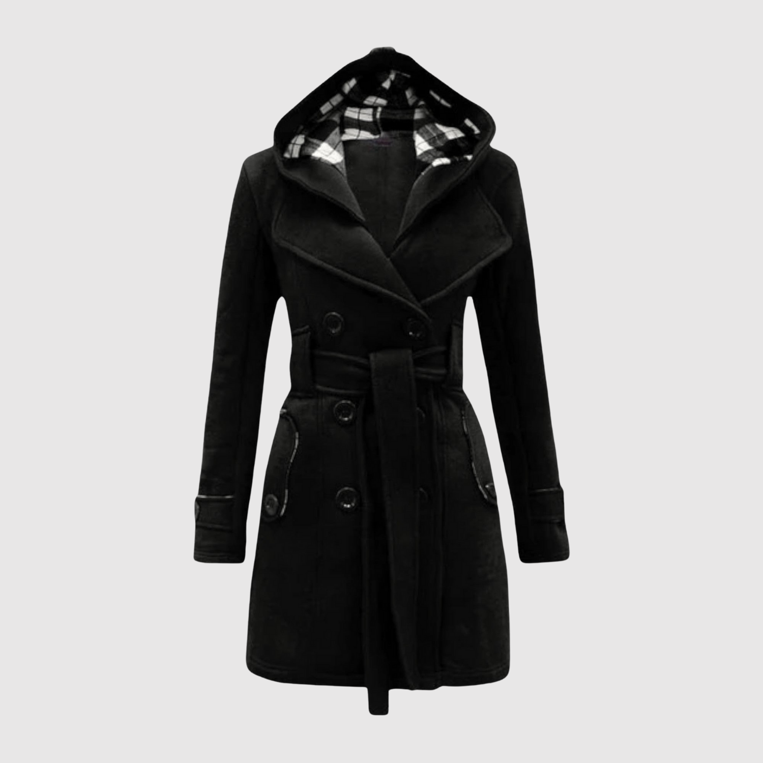 Jelena – Long manteau avec ceinture et capuche