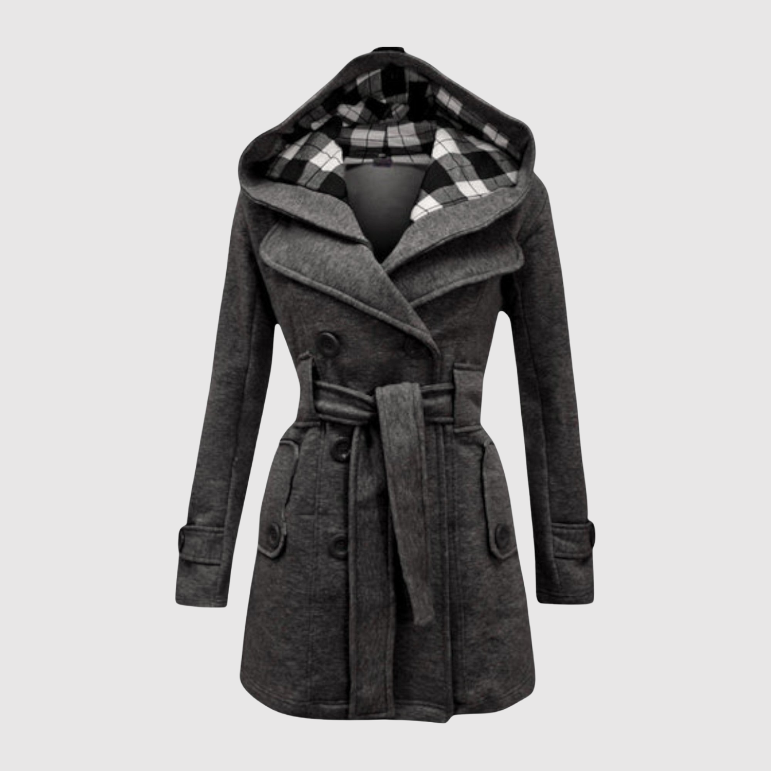 Jelena – Long manteau avec ceinture et capuche