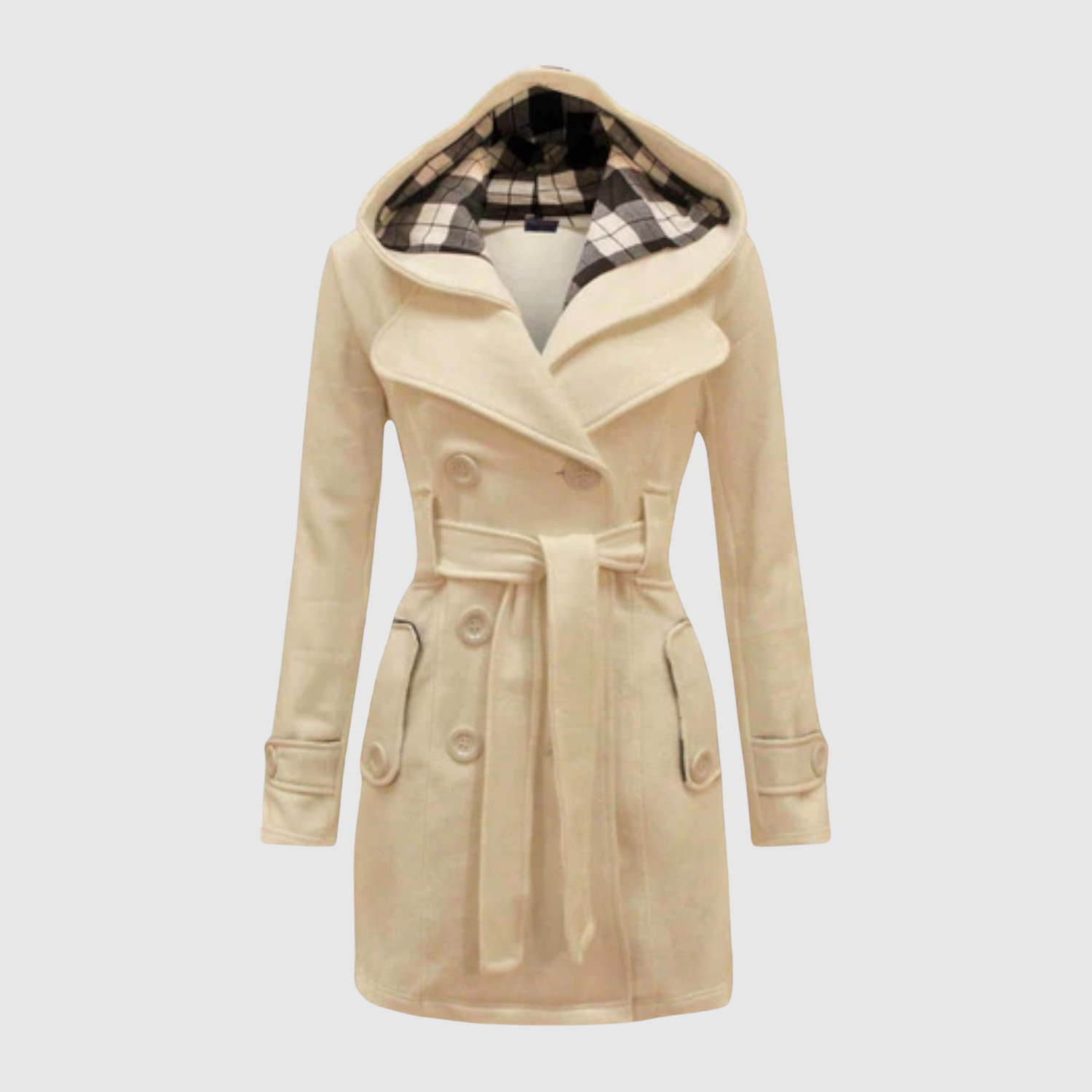 Jelena – Long manteau avec ceinture et capuche