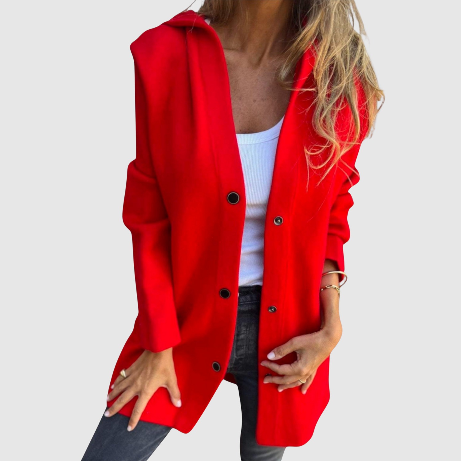 Jelena – Veste légère au look tissé et boutons