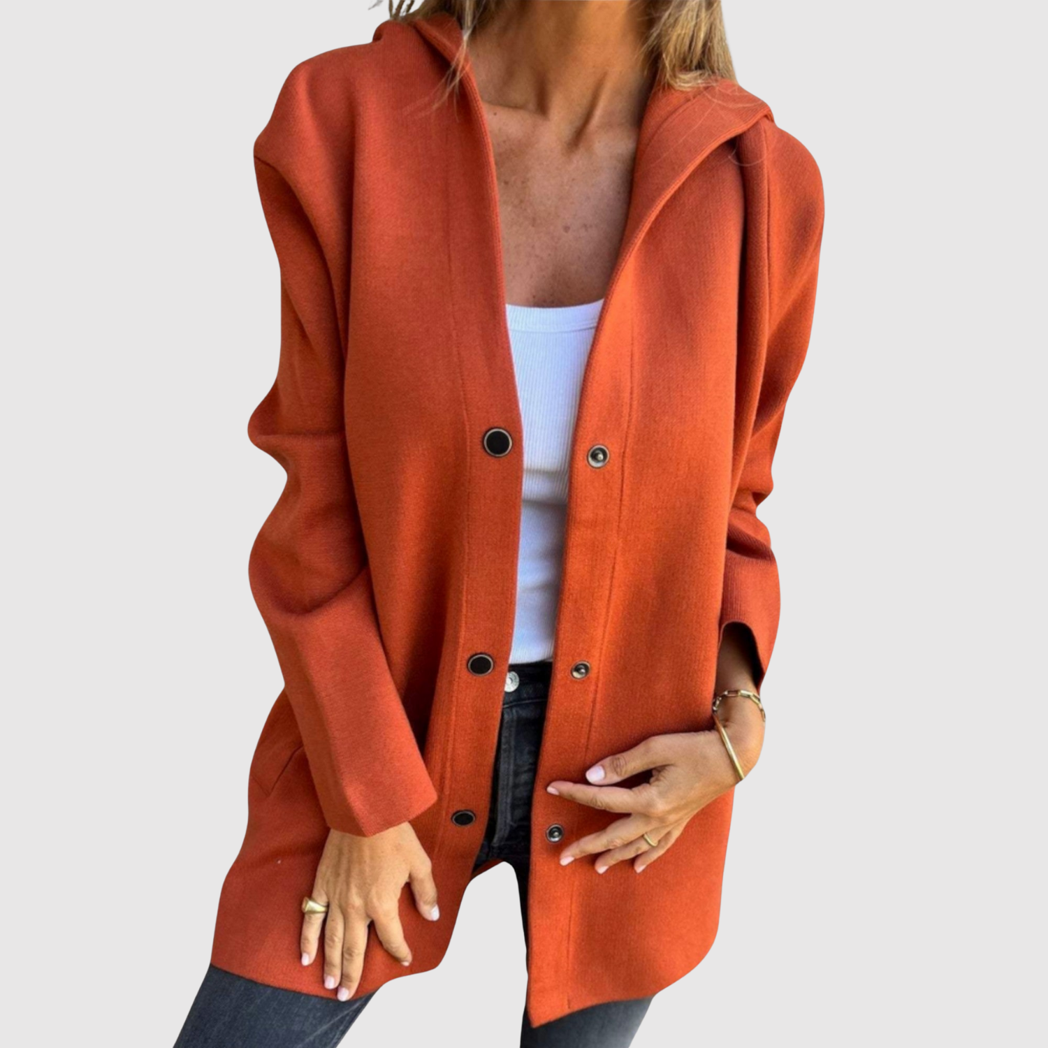 Jelena – Veste légère au look tissé et boutons