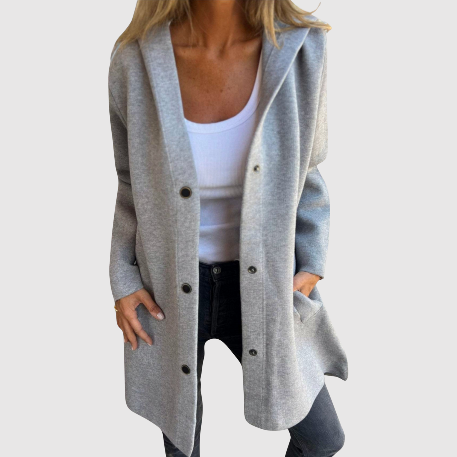 Jelena – Veste légère au look tissé et boutons