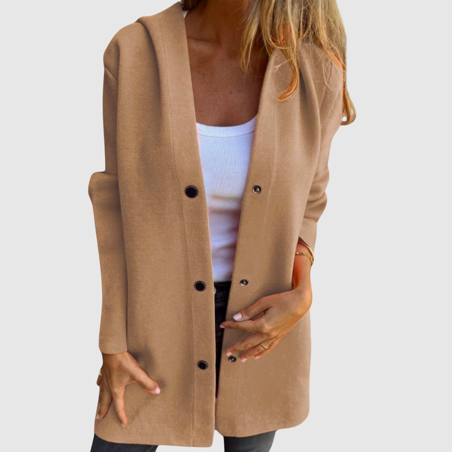 Jelena – Veste légère au look tissé et boutons