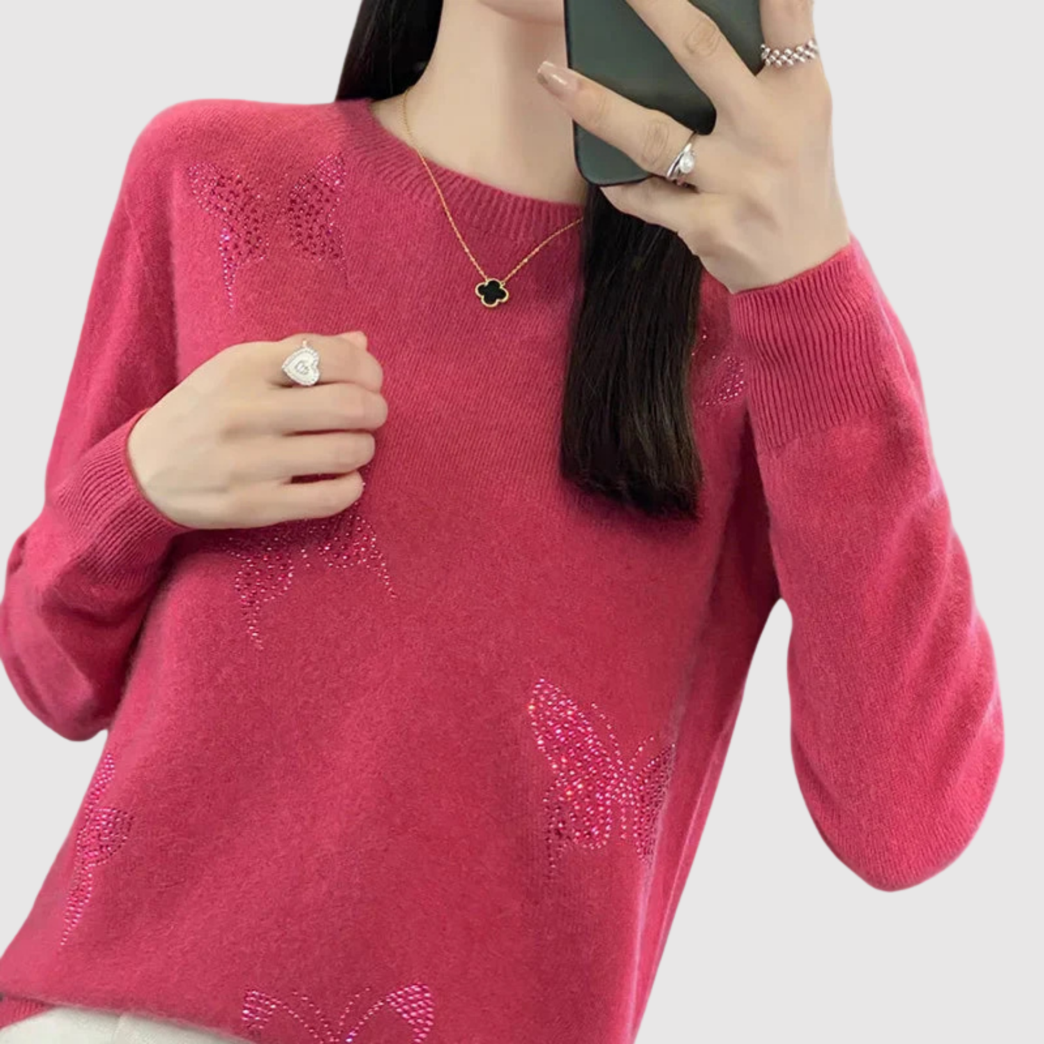 Nora – Pull tissé avec un motif subtil d'étoile