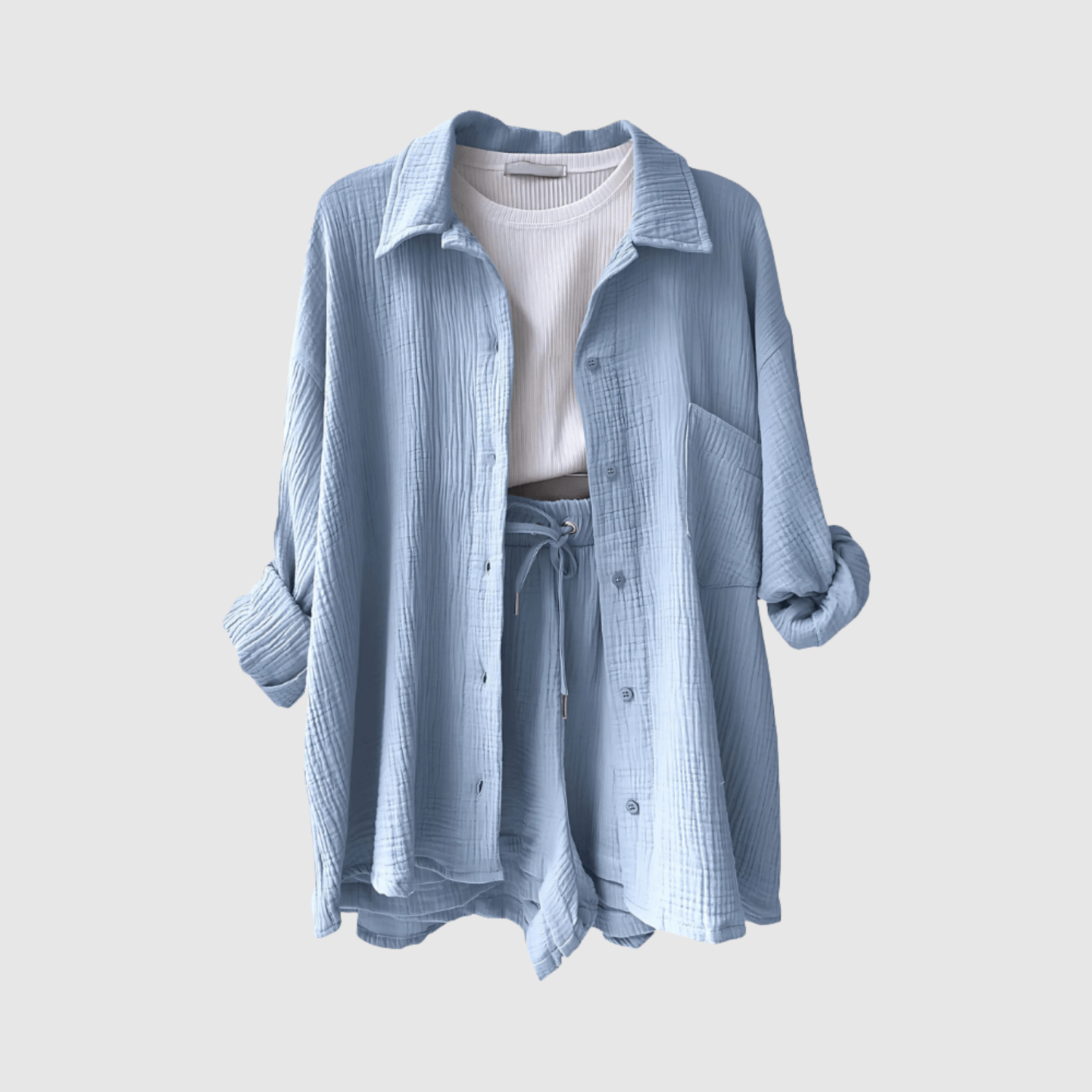 Inès – Ensemble d'été stylé avec chemise et short