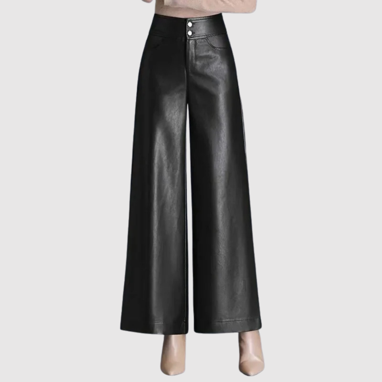 Mira – Pantalon en matériau cuir et coupe large