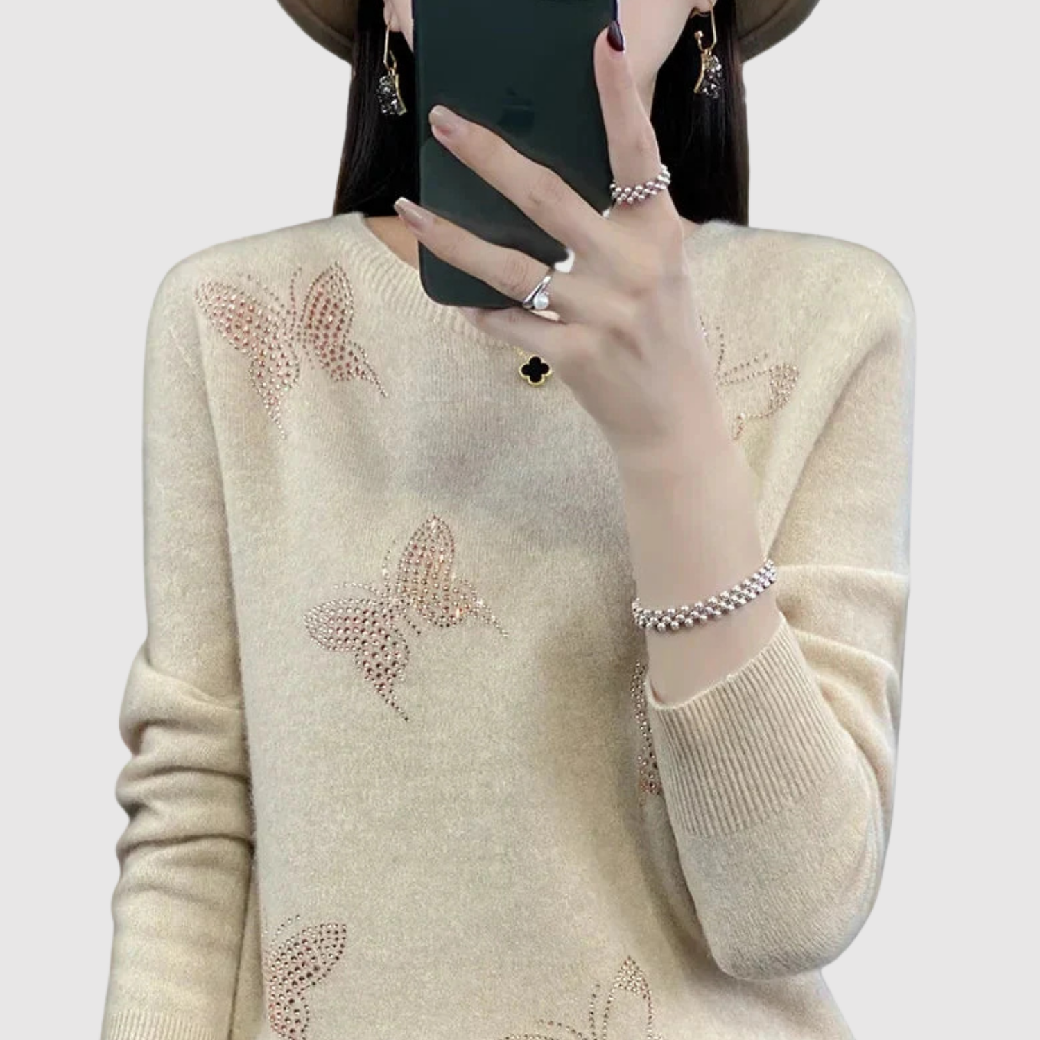 Nora – Pull tissé avec un motif subtil d'étoile