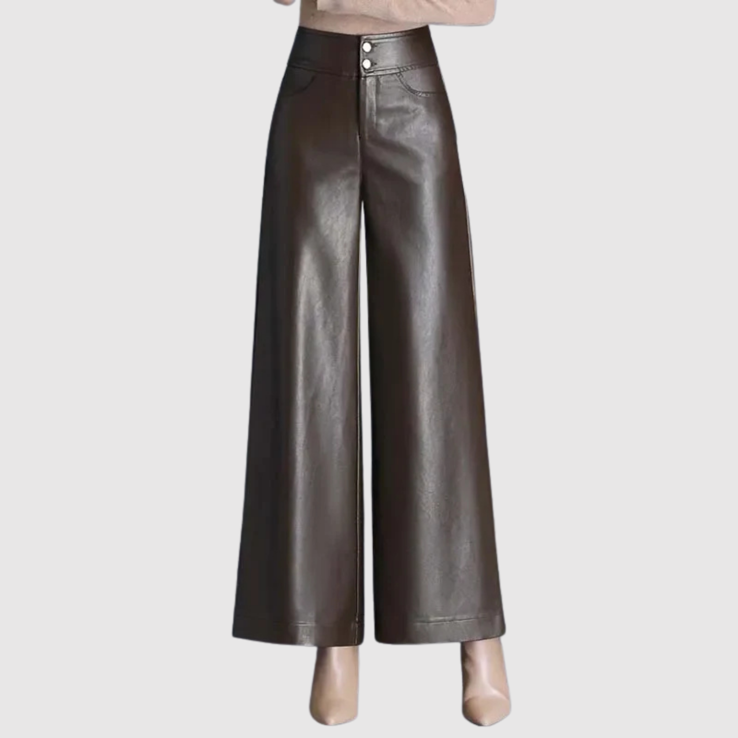 Mira – Pantalon en matériau cuir et coupe large
