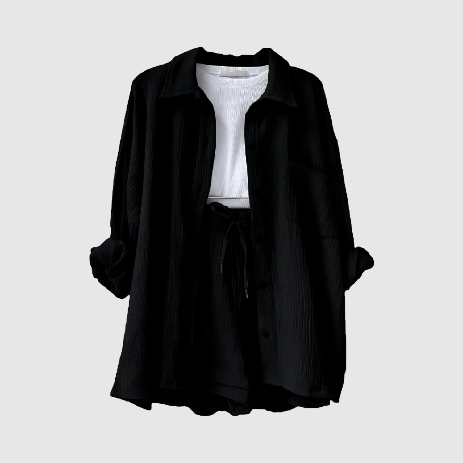 Inès – Ensemble d'été stylé avec chemise et short