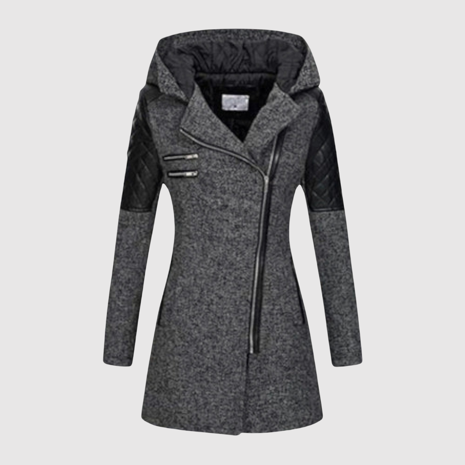 Jelena – Long manteau avec fermeture éclair asymétrique